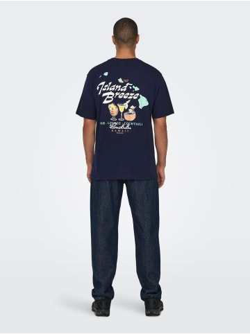 Only&Sons T-Shirt 2er-Set Kurzarm Rundhals Basic Baumwolle Shirt in Weiß-Dunkelblau