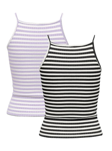 JACQUELINE de YONG Gestreiftes Tank Top 2-er Stück Ärmelloses Set JDYFRANSISKA in Schwarz-Lila