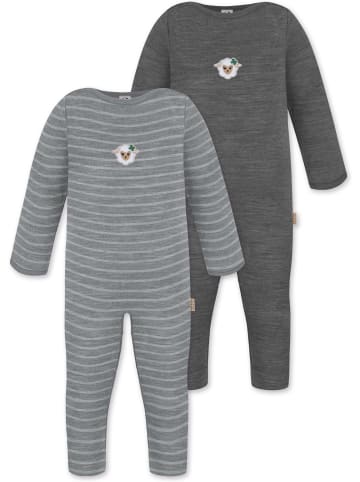 Normani Outdoor Sports 2er Pack Baby Merino Strampler „Tangoio" in Anthrazit/Grau