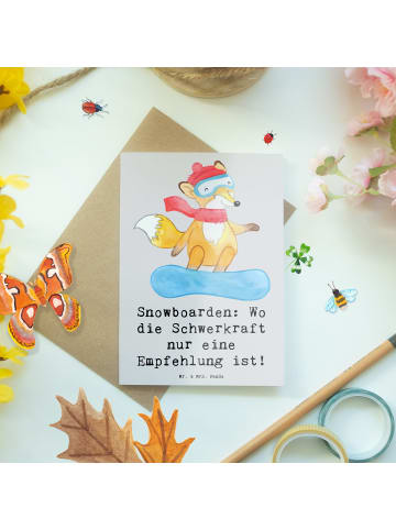 Mr. & Mrs. Panda Klappkarte Snowboarden Freiheit mit Spruch in Grau Pastell