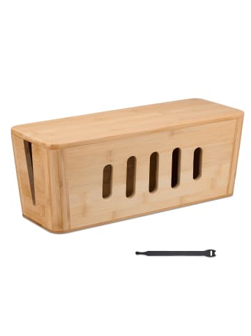 relaxdays Kabelbox in Natur - (B)44 x (H)16,5 x (T)16 cm