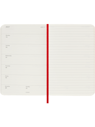 Moleskine 12 Monate Wochen Notizkalender 2024, Weicher Einband in Scharlachrot