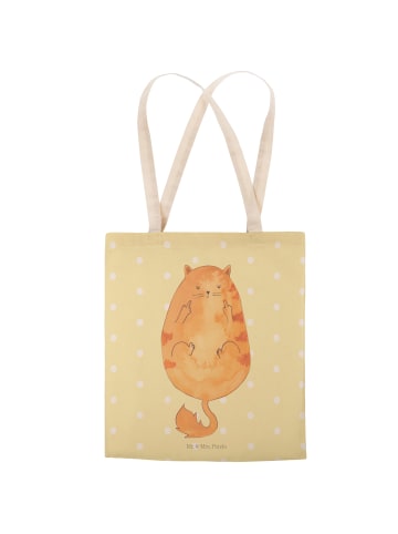 Mr. & Mrs. Panda Tote Bag Katze Mittelfinger ohne Spruch in Gelb Pastell
