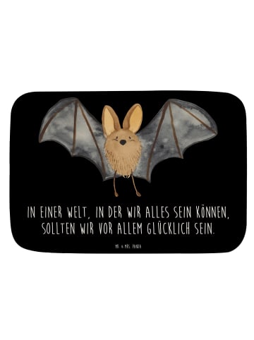Mr. & Mrs. Panda Badteppich Fledermaus Flügel mit Spruch in Schwarz