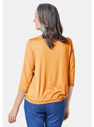 GOLDNER Chiffon-Shirt mit 3/4-Arm, Rundhals in safran