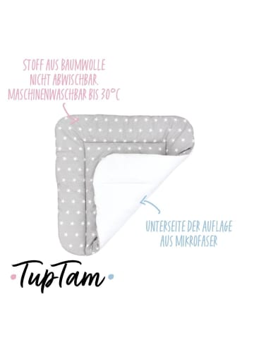 TupTam Wickeltischauflage mit Baumwollbezug in weiß/grau