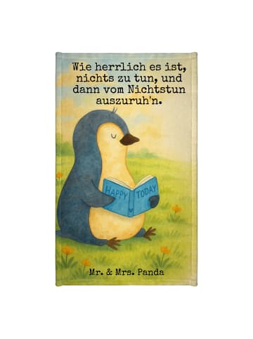 Mr. & Mrs. Panda Gästehandtuch Pinguin Buch Design mit Spruch in Weiß