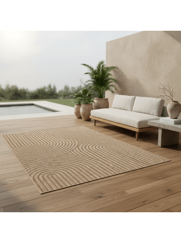 KADIMA DESIGN Flachgewebeteppich Jute-Optik Natur Bordüre Waschbar