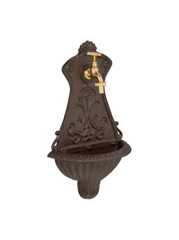 relaxdays Wandbrunnen in Braun - (B)24,5 x (H)42 x (T)11,5 cm