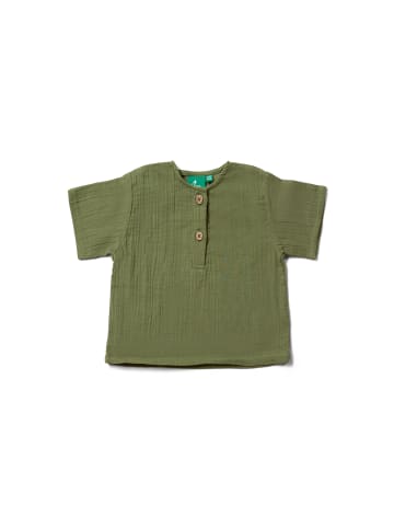 Little Green Radicals Kurzärmeliges Henley-Top in Grün mit lockerer Passform