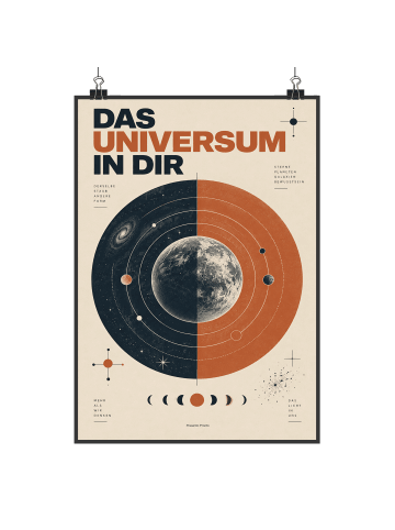 Mr. & Mrs. Panda Deko Bild Planet geometrisch Design mit Spruch in Weiß
