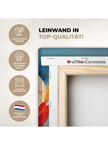 OnlyWow Leinwand Bilder Bunte Blumen