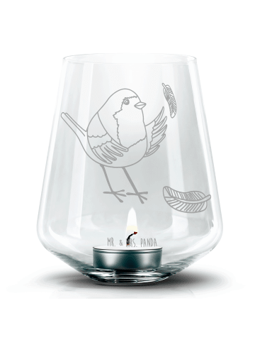 Mr. & Mrs. Panda Teelichthalter Rotkehlchen Federn ohne Spruch in Transparent