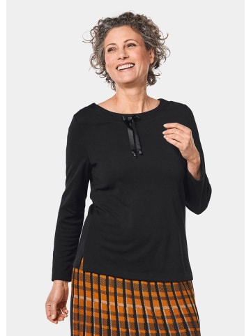 GOLDNER Shirt Sweatshirt mit halsfernen Kragen und Tunnelzug in schwarz