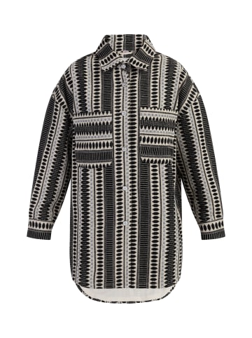 IZIA Damen Hemdjacke in Schwarz Wollweiss