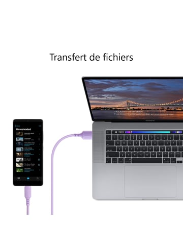 Platyne USB-Ladekabel USB-C / Samsung 1,50 Meter in Violett