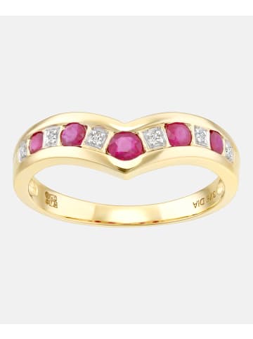 Diamant L'éternel Ring aus 375 Gelbgold mit Diamant mit Rubin