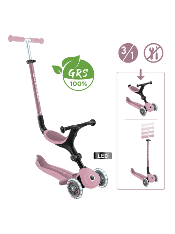 GLOBBER 3in1 Aufsitzrad, Laufrad, Scooter GO-UP ACTIVE LIGHTS ECO in beere