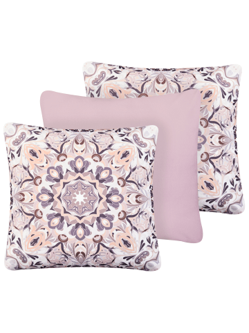 Beliani 3er-Set Gartenkissen SAMMIT in Bunt/Rosa/Violett