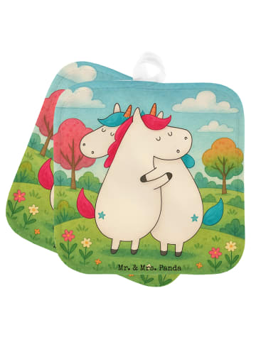 Mr. & Mrs. Panda Potholder Einhörner Umarmen Design ohne Spruch in Weiß