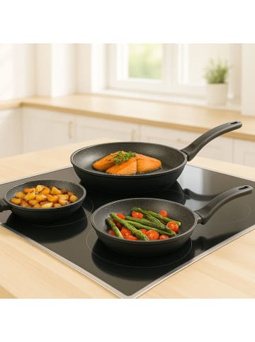 Stoneline Pfannen-Set 3-teilig | ohne Deckel in Anthrazit
