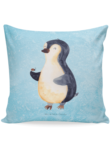 Mr. & Mrs. Panda Sofa Kissen Pinguin Marienkäfer ohne Spruch in Eisblau