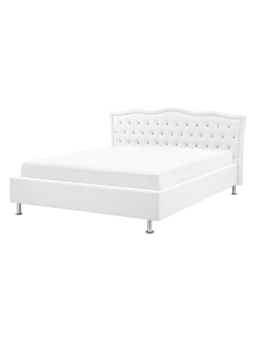 Beliani Doppelbett METZ in Weiß/Silber - (W) 169 x (H) 102 x (L) 217 cm