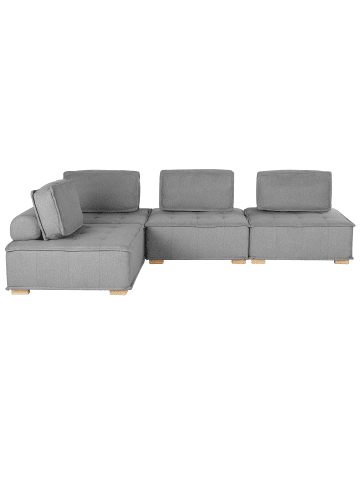 Beliani 4-tlg Modulsofa TIBRO in Grau/Heller Holzfarbton