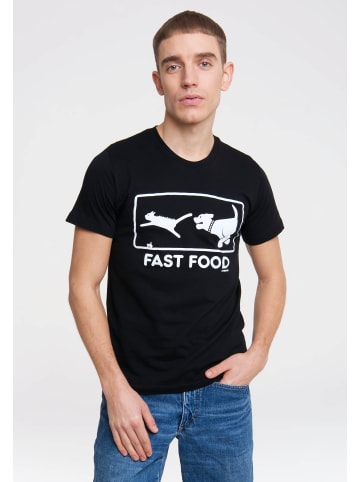 Logoshirt T-Shirt FAST FOOD in schwarz