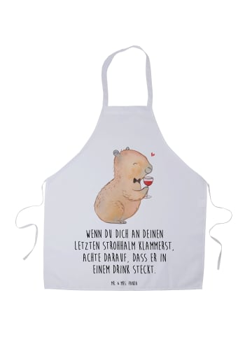 Mr. & Mrs. Panda Grillschürze Capybara Wein mit Spruch in Weiß