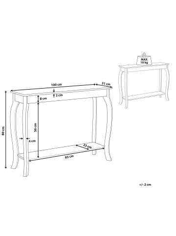 Beliani Konsolentisch HARTFORD in Schwarz - (W) 100 x (H) 80 x (L) 30 cm