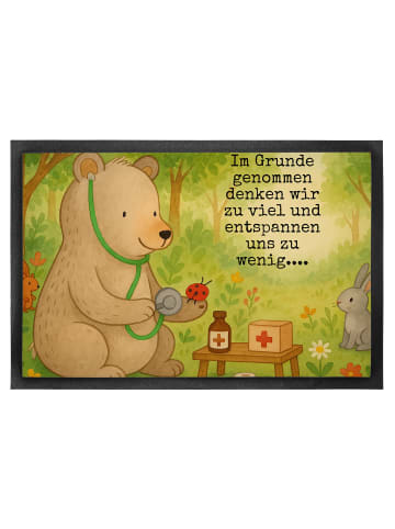 Mr. & Mrs. Panda Fußabtreter Bär Arzt Design mit Spruch in Weiß