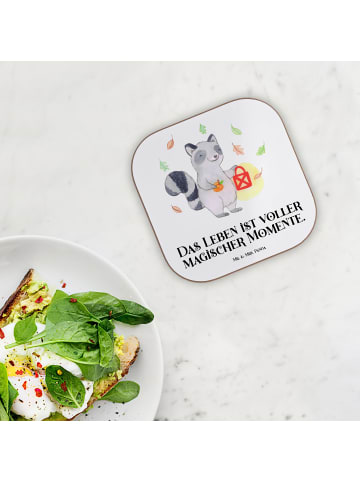 Mr. & Mrs. Panda Tischuntersetzer Waschbär Laterne mit Spruch in Weiß