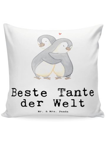 Mr. & Mrs. Panda Kissen Pinguin Beste Tante der Welt mit Spruch in Weiß