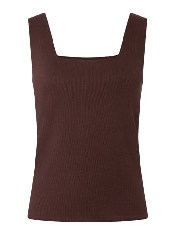More & More figurbetontes Top, eckiger Ausschnitt in cool chocolate