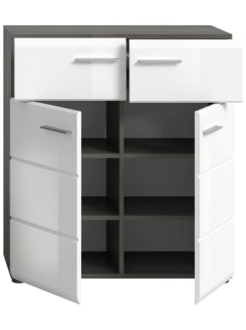 xonox.home Schuhkommode  (B/H/T: 80x90x37 cm) in Rauchsilber und weiß hochglanz