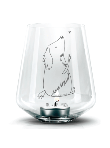 Mr. & Mrs. Panda Graviertes Windlicht Hund Liebe ohne Spruch in Transparent