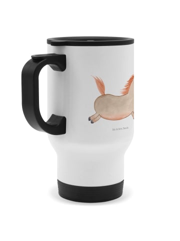 Mr. & Mrs. Panda Edelstahl Trinkbecher Pferd Springen ohne Spruch in Weiß