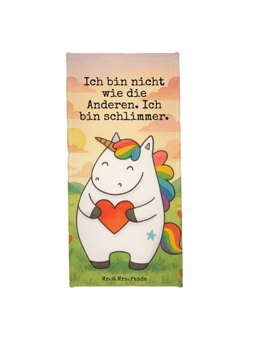 Mr. & Mrs. Panda Frotteetuch Einhorn Herz Design mit Spruch in Weiß