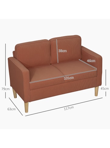 HOMCOM 2 Sitzer Sofa in Orange 117L x 63B x 79H cm