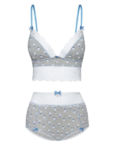 Vive Maria Wäscheset: Top mit Panty Blue Rose in grau meliert allover