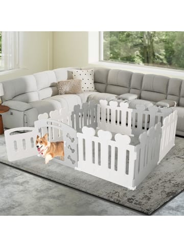 COSTWAY Laufstall für Hunde 8 Panel in Grau