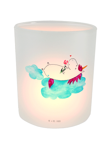 Mr. & Mrs. Panda Teelichthalter Glas Einhorn Verliebt ohne Spruch in Transparent