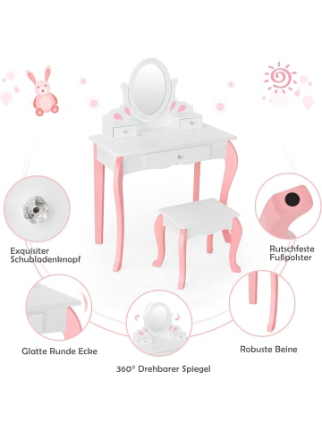 COSTWAY Schminktisch mit Hocker in Weiß
