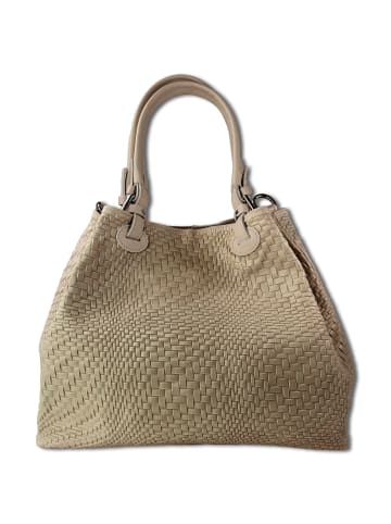 Toscanto Leder Handtasche, Umhängetasche Toscanto Tasche taupe, beige, braun ca. 31cm