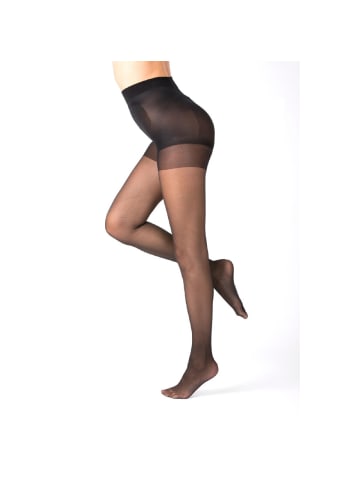 COFI 1453 Damen Strumpfhose 40 Den Push Up durchsichtig Baumwollzwickel Schwarz in Schwarz