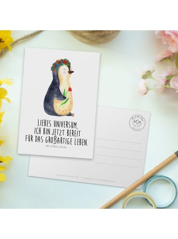 Mr. & Mrs. Panda bildkarte Pinguin Blumen mit Spruch in Weiß