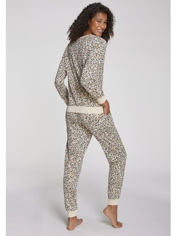Vivance Active Pyjama in creme-schwarz-gemustert