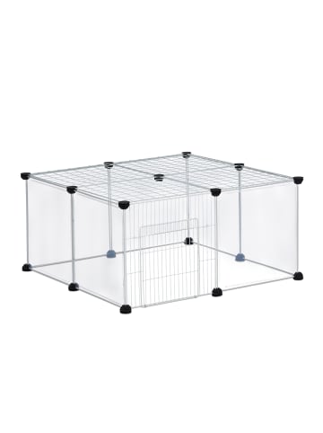 relaxdays Freilaufgehege in Transparent/ Weiß - (B)75 x (H)37 x (T)75 cm