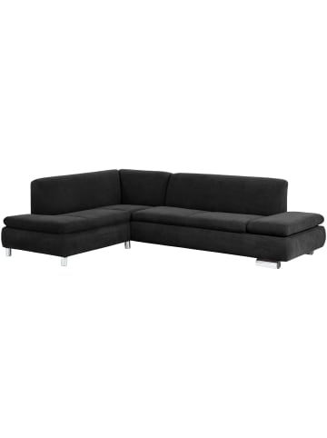 58 aufm Kessel ECKSOFA mit Ottomane links Kaye Bezug Veloursstoff Metallfuß schwarz